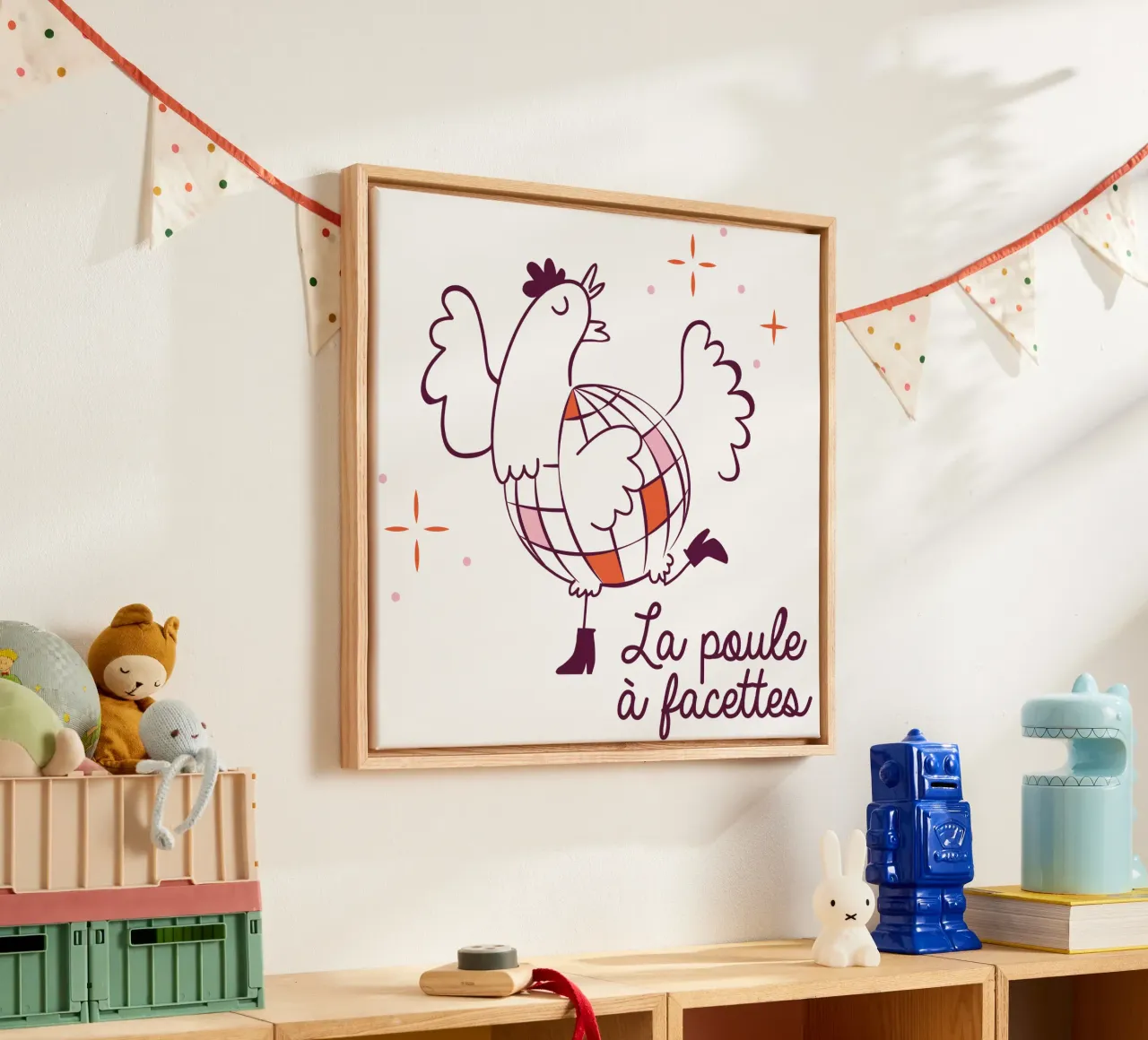 La poule a facettes tela con Cornice a cassetta da alice