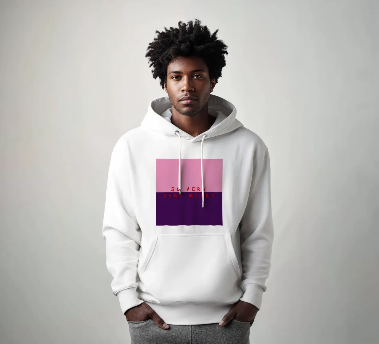 So very Merry Color Block Pink Lila felpa con cappuccio da Sophie Augustin Illustration