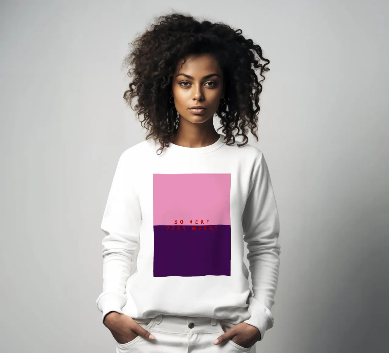 So very Merry Color Block Pink Lila felpa da Sophie Augustin Illustration