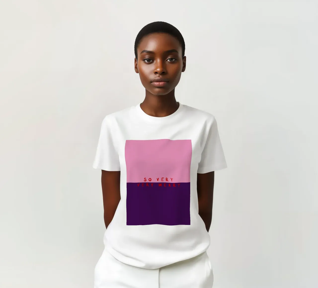 So very Merry Color Block Pink Lila t-shirt da Sophie Augustin Illustration