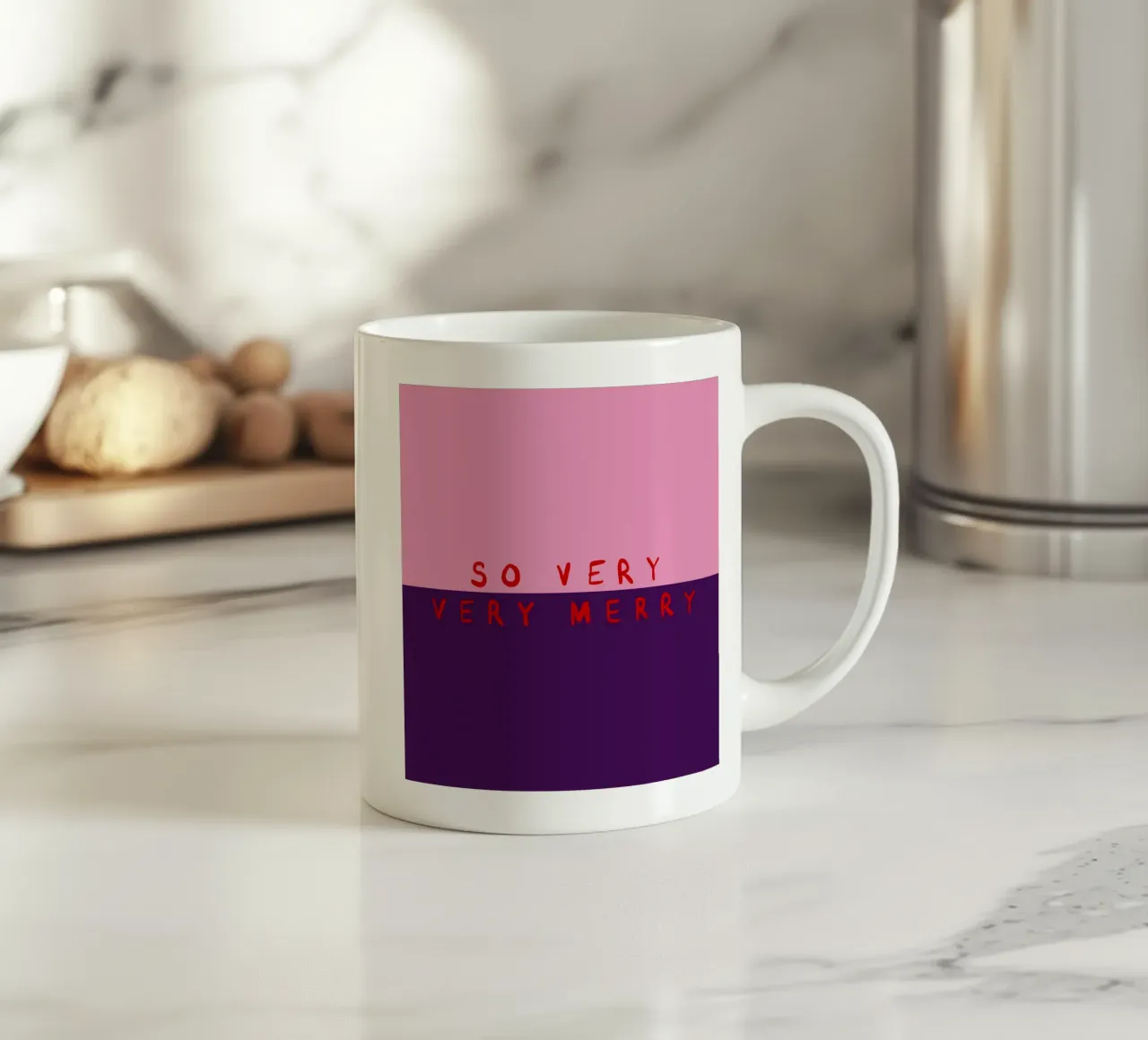 So very Merry Color Block Pink Lila tazza in ceramica da Sophie Augustin Illustration