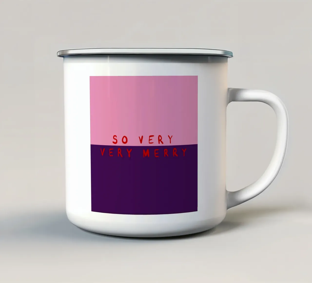So very Merry Color Block Pink Lila emaille mok van Sophie Augustin Illustration