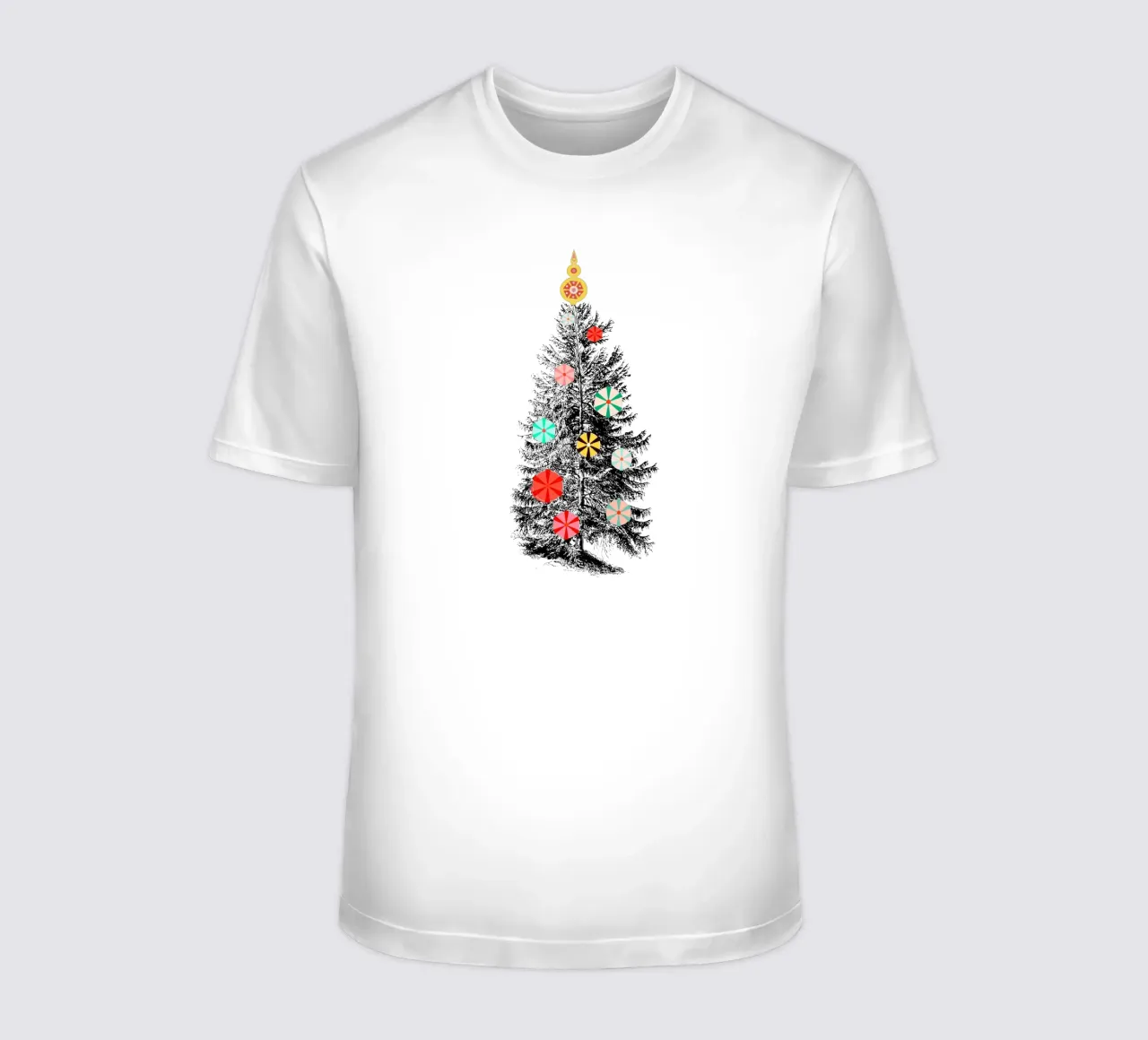 Retro Christmas Tree with Candy Ornaments t-shirt da showmemars