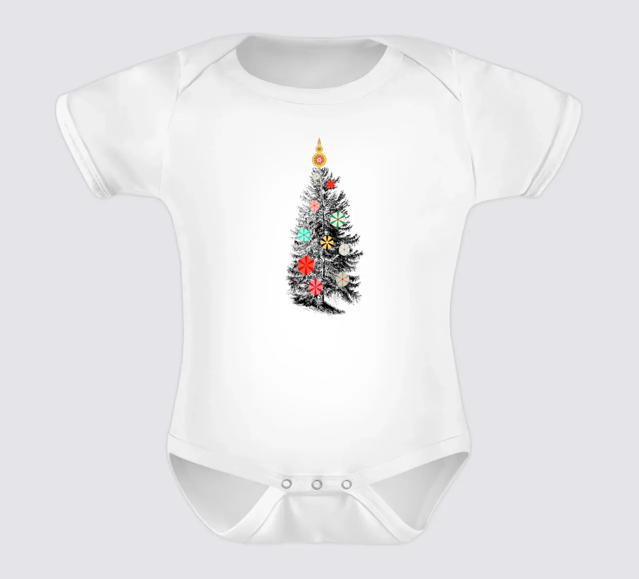 Retro Christmas Tree with Candy Ornaments body neonato maniche corte da showmemars