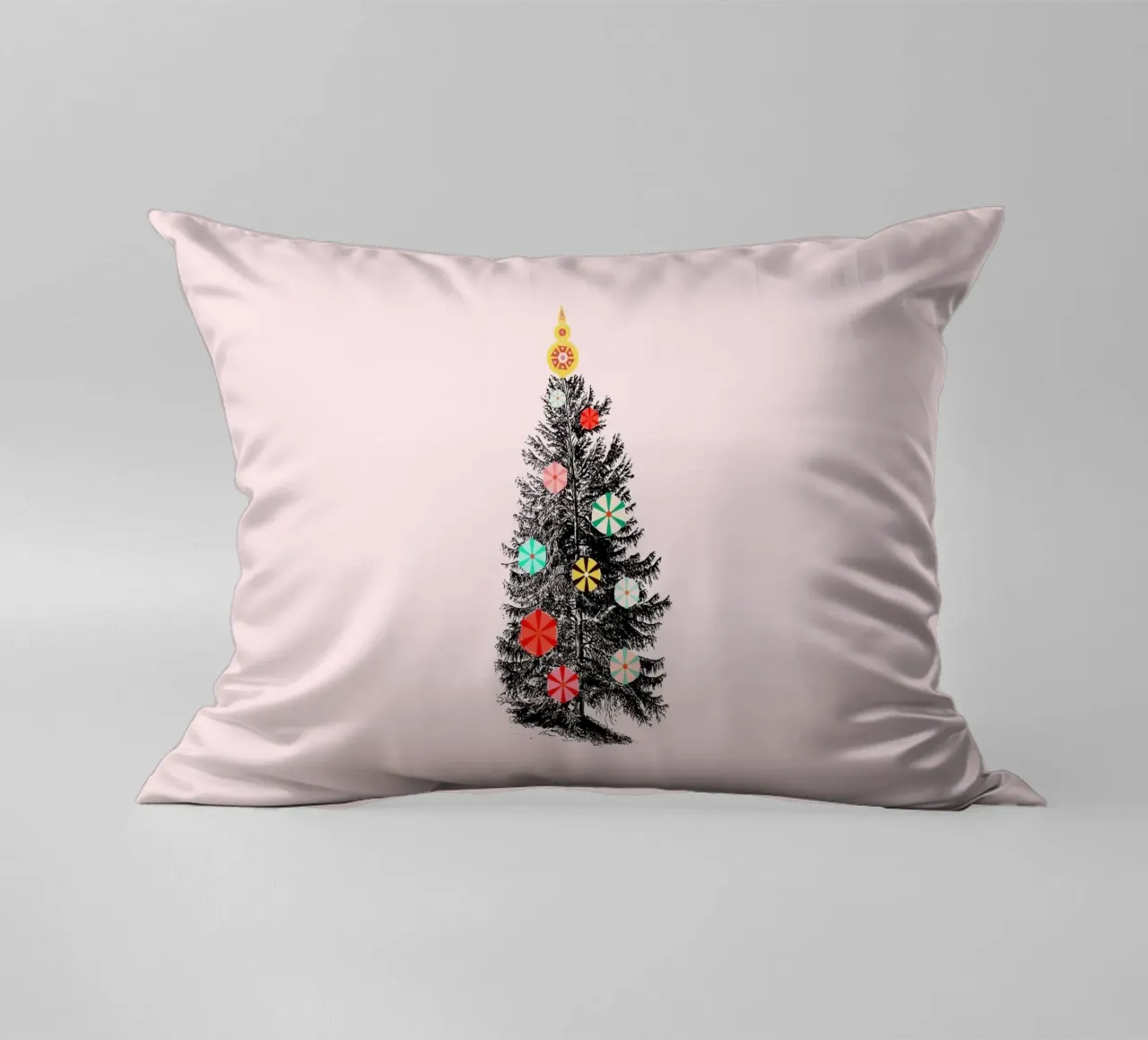 Retro Christmas Tree with Candy Ornaments cuscino da showmemars