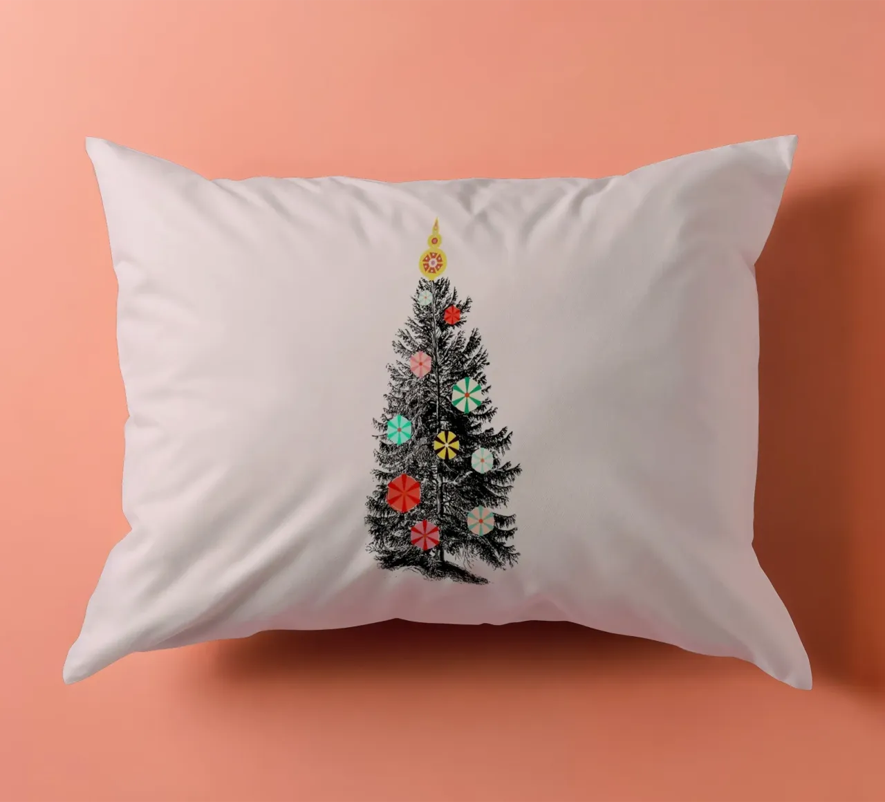 Retro Christmas Tree with Candy Ornaments cuscino da showmemars