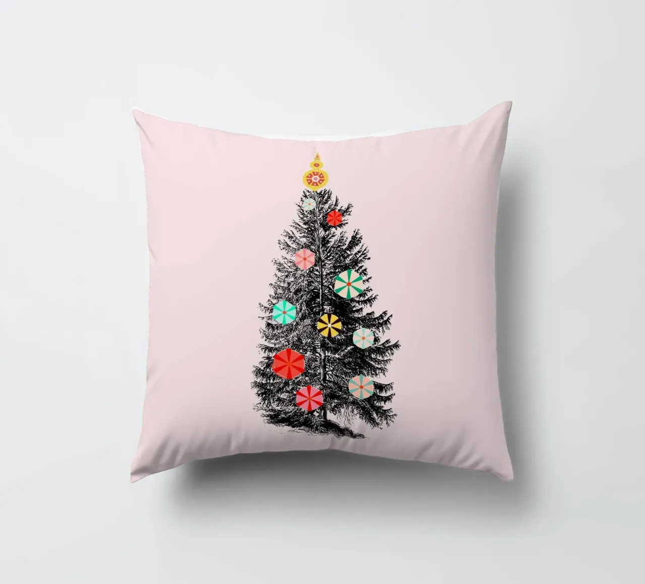 Retro Christmas Tree with Candy Ornaments cuscino da showmemars