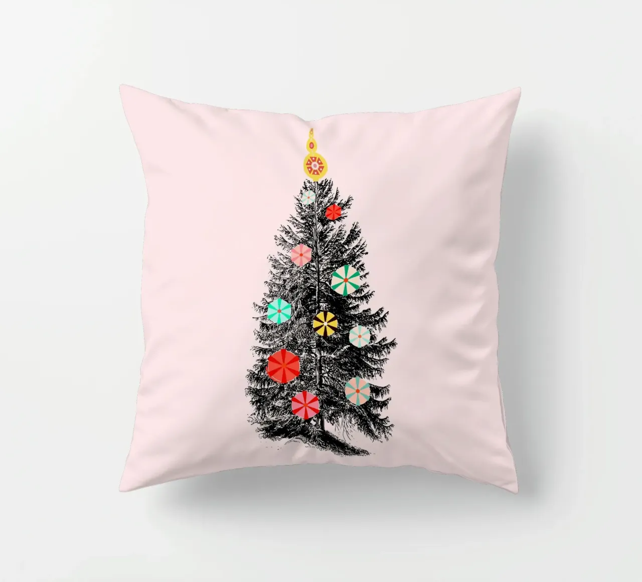 Retro Christmas Tree with Candy Ornaments cuscino da showmemars