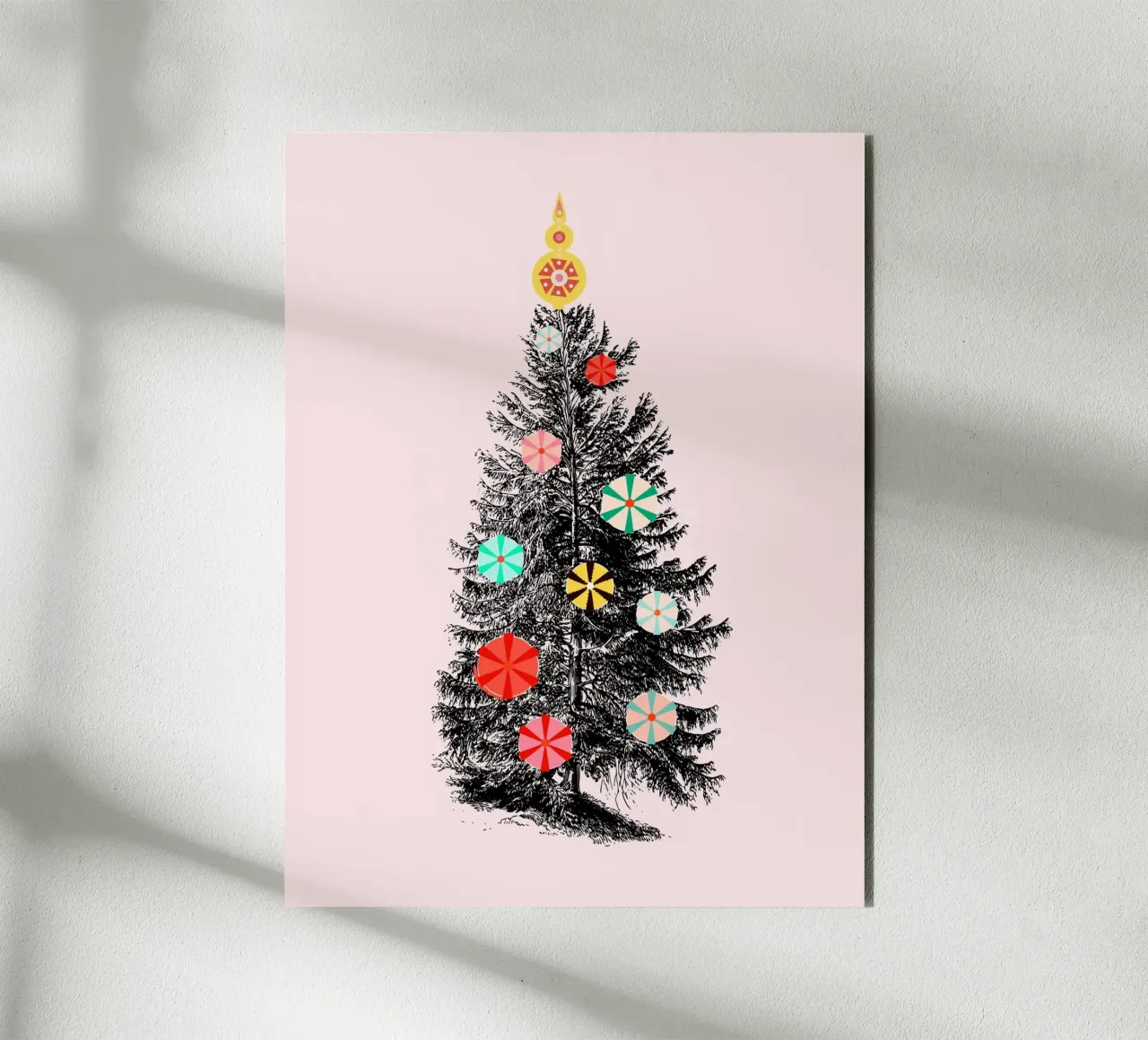 Retro Christmas Tree with Candy Ornaments alluminio dibond da showmemars