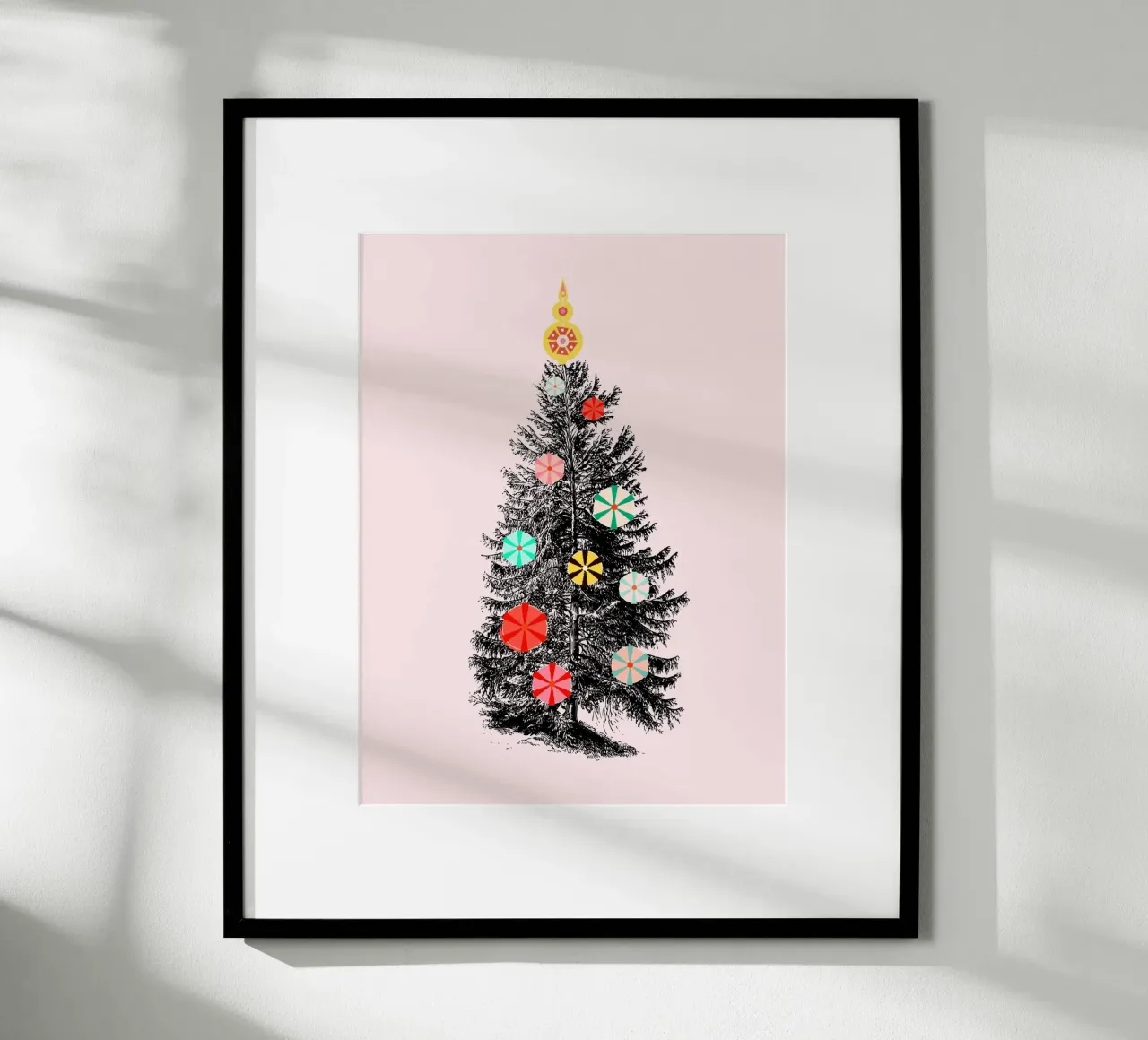 Retro Christmas Tree with Candy Ornaments carta hahnemühle da showmemars