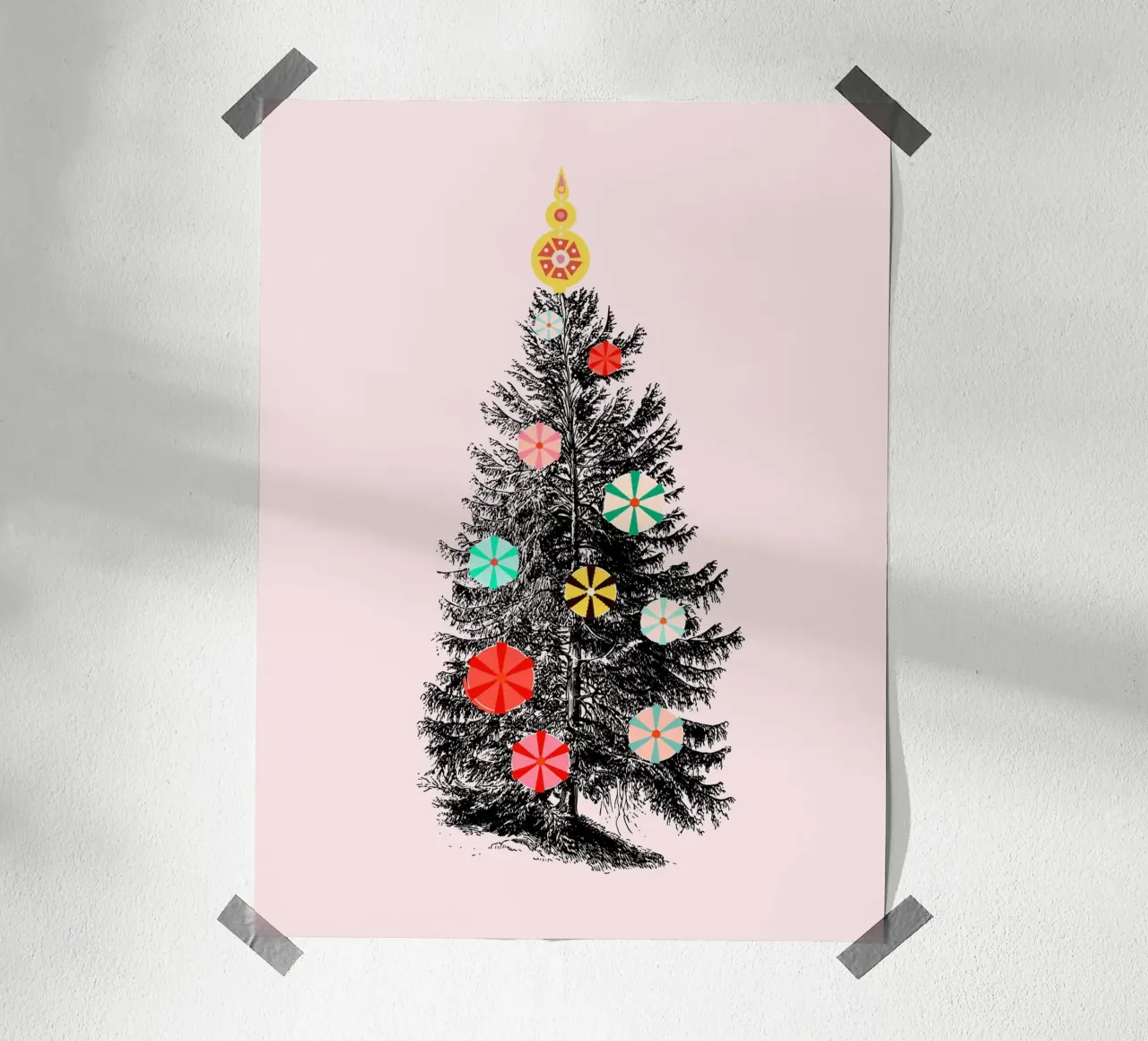 Retro Christmas Tree with Candy Ornaments carta hahnemühle da showmemars