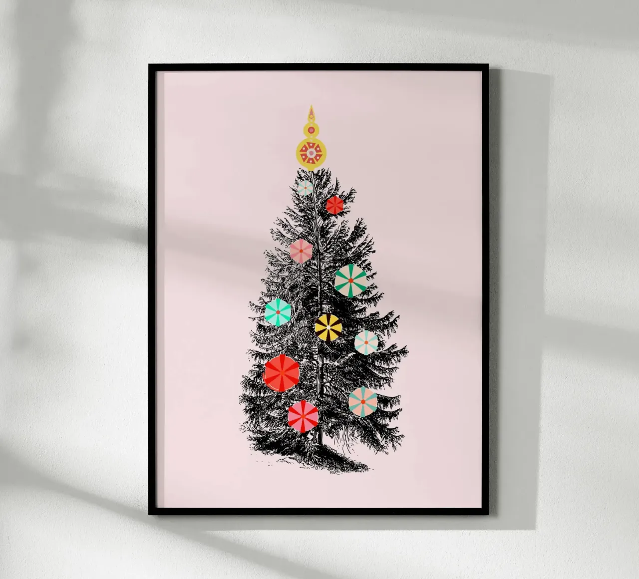Retro Christmas Tree with Candy Ornaments carta hahnemühle da showmemars