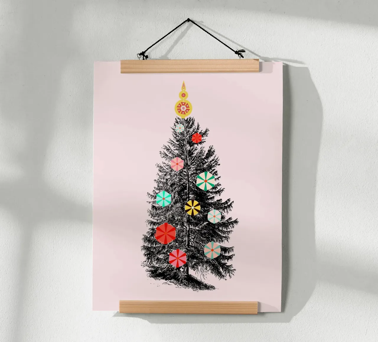 Retro Christmas Tree with Candy Ornaments carta hahnemühle da showmemars