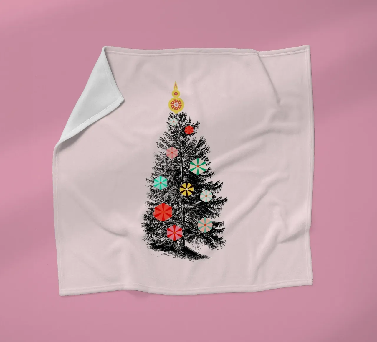 Retro Christmas Tree with Candy Ornaments coperta in pile da showmemars