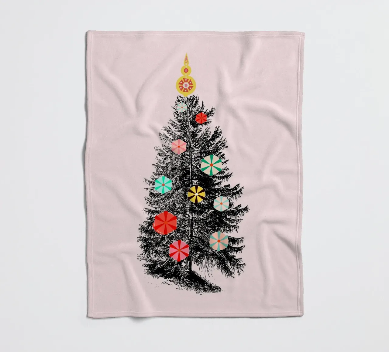Retro Christmas Tree with Candy Ornaments coperta in pile da showmemars
