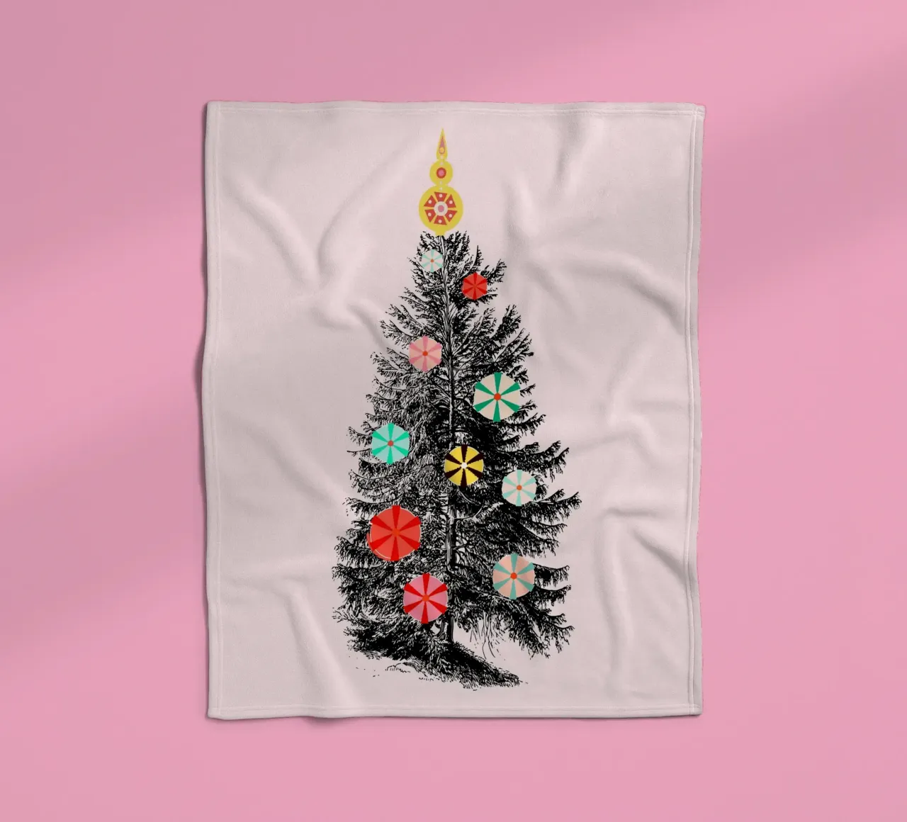 Retro Christmas Tree with Candy Ornaments coperta in pile da showmemars