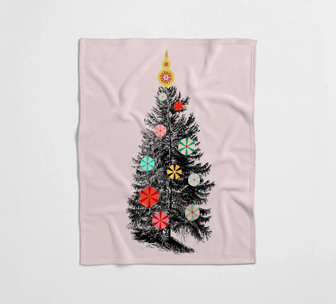 Retro Christmas Tree with Candy Ornaments coperta in pile da showmemars
