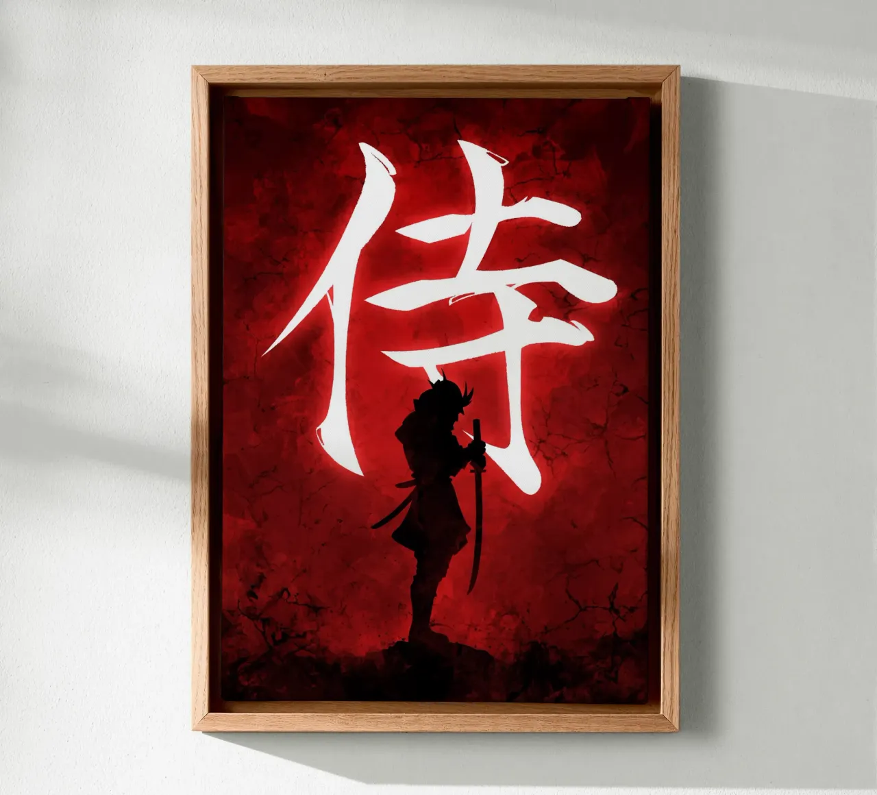 Samurai On Red tela con Cornice a cassetta da nabakumov