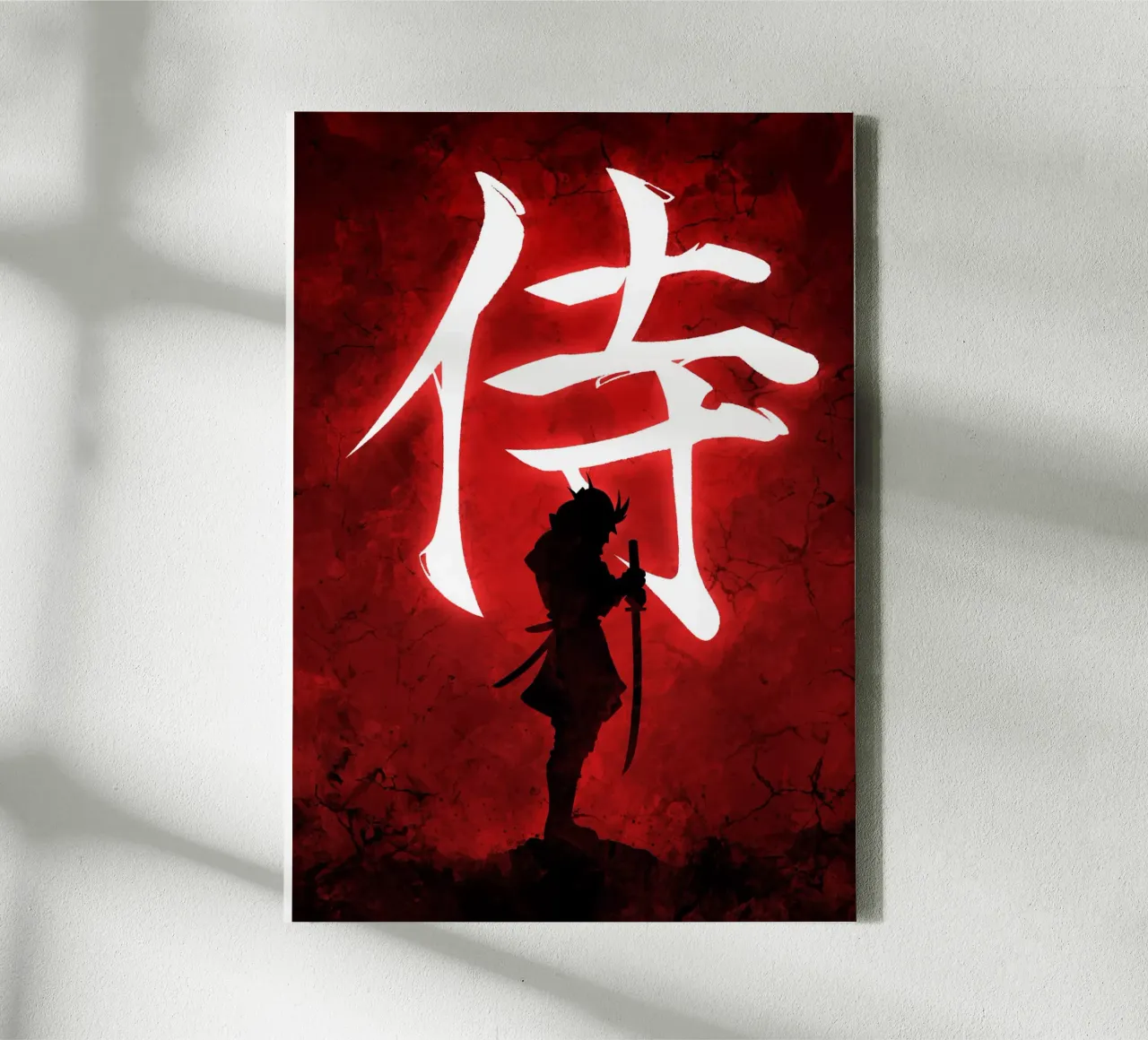 Samurai On Red tela con Cornice a cassetta da nabakumov