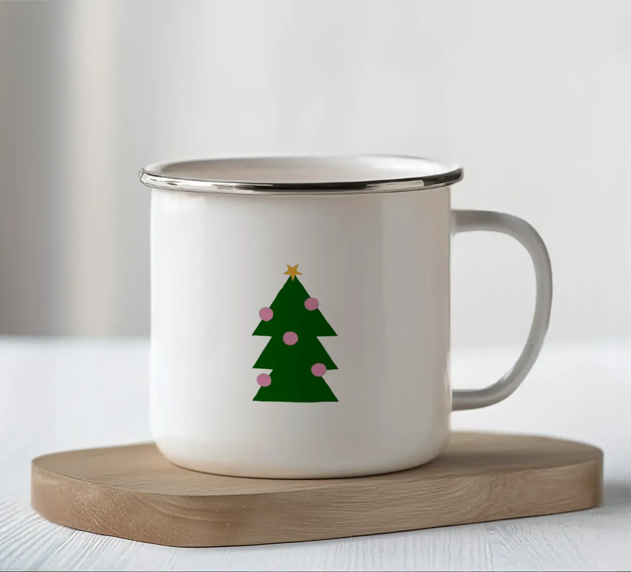 Tannenbaum mit Kugeln emaille mok van Sophie Augustin Illustration