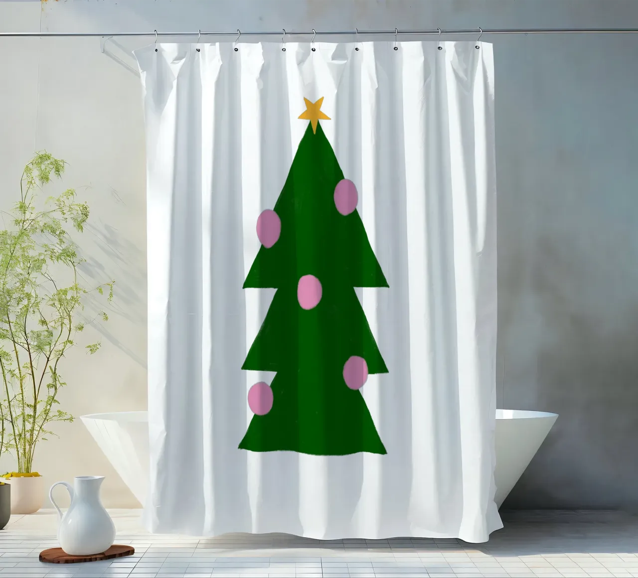 Tannenbaum mit Kugeln tenda da doccia da Sophie Augustin Illustration