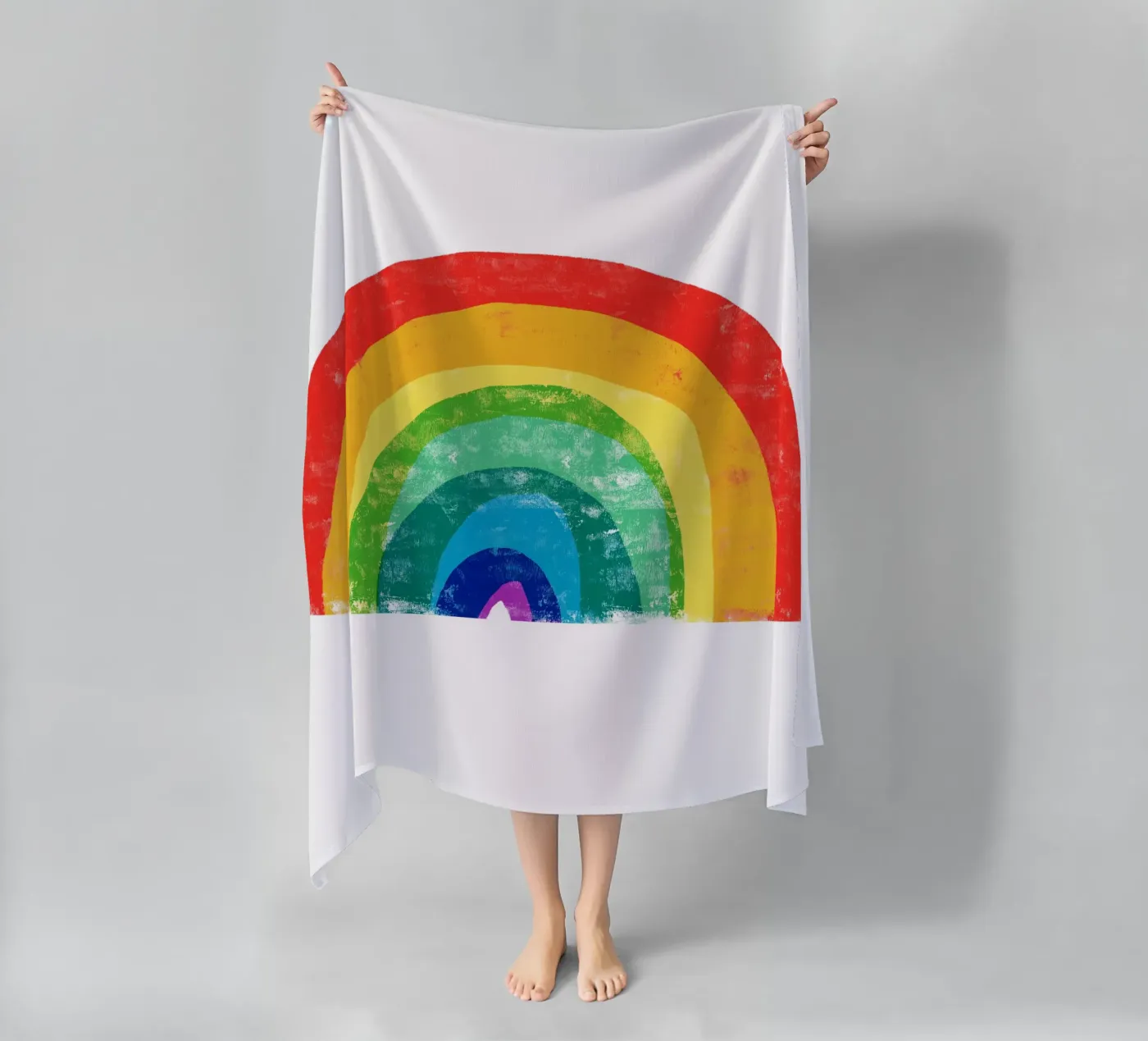 Rainbow beach towel by Kim Hubball Studio