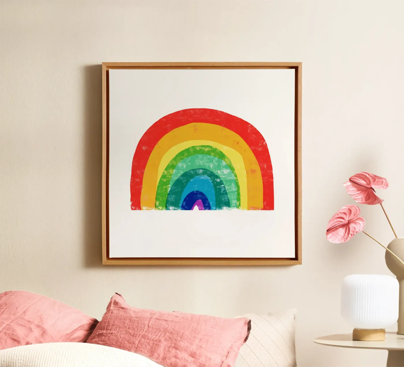 Rainbow canvas by Kim Hubball Studio