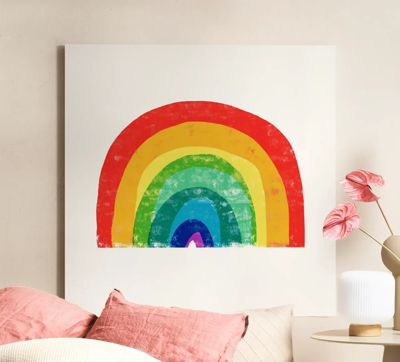 Rainbow canvas by Kim Hubball Studio
