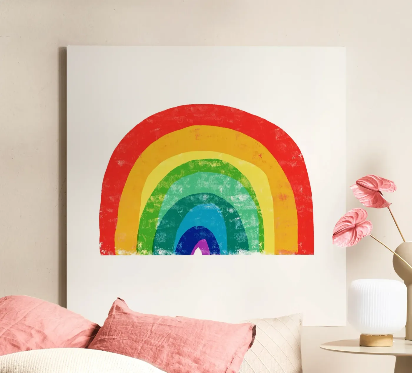 Rainbow canvas by Kim Hubball Studio