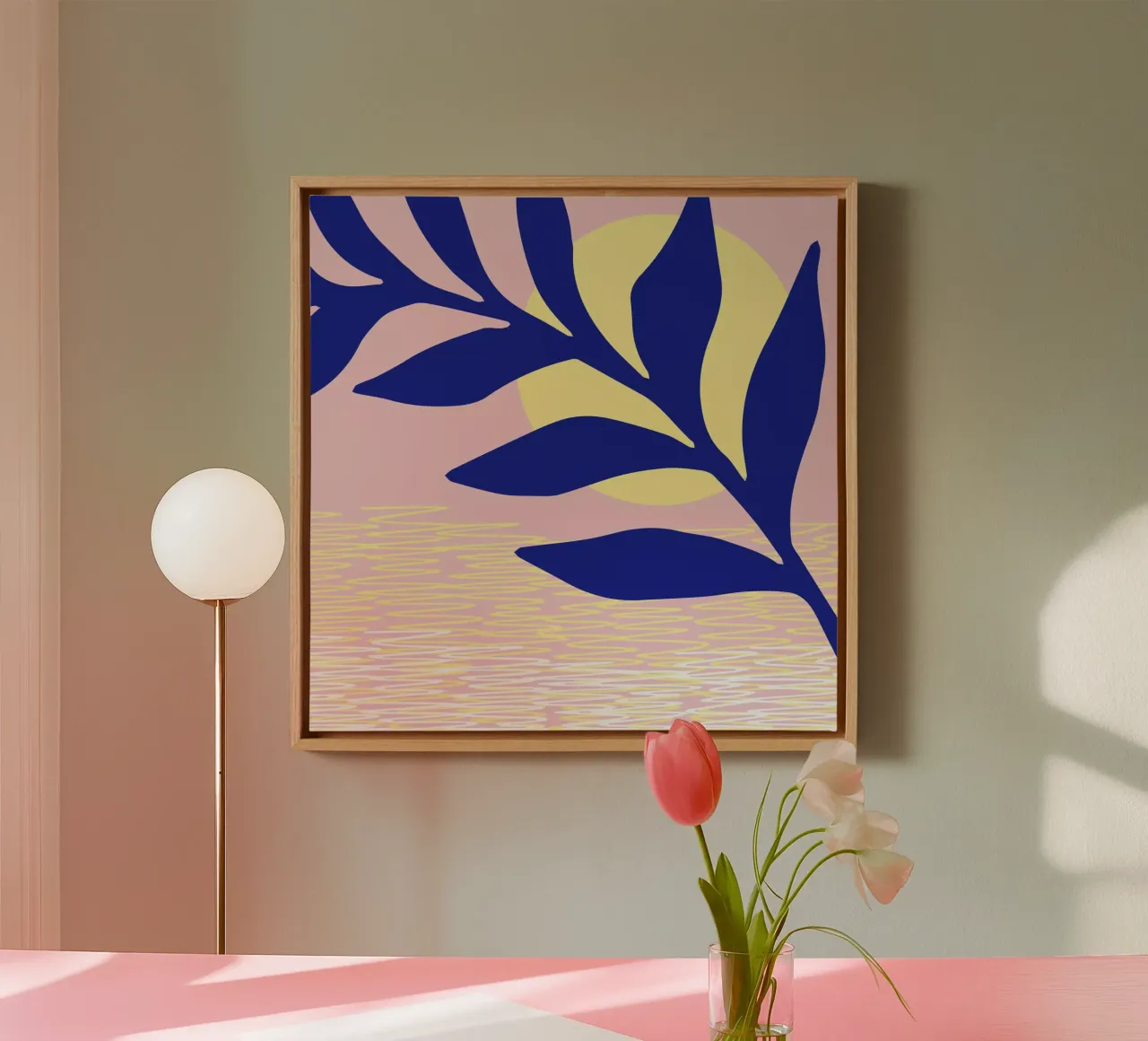 Setting Sun canvas with Floater frame by Kim Hubball Studio