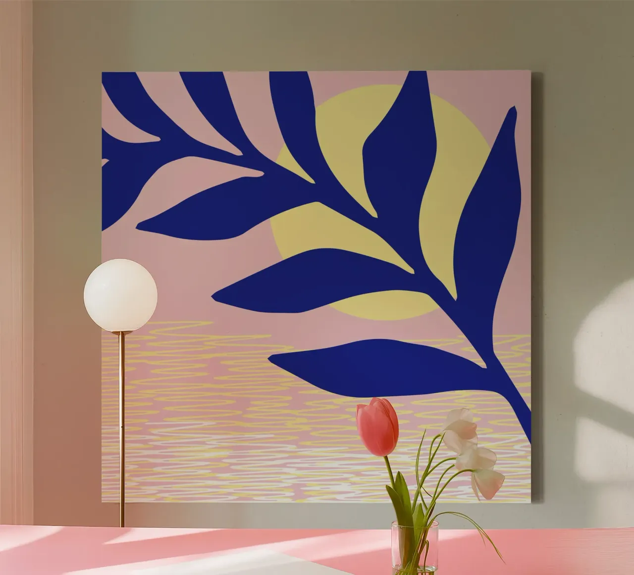 Setting Sun canvas with Floater frame by Kim Hubball Studio