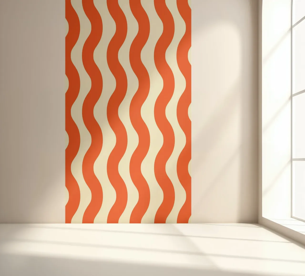 Orange Wave Pattern fotobehang van LisaArtes