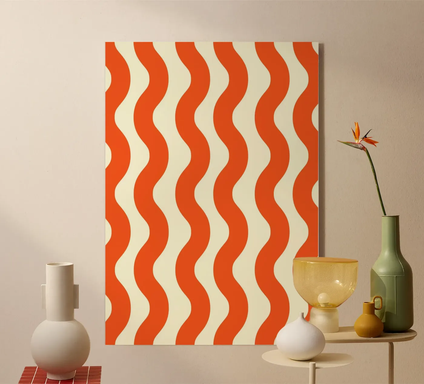 Orange Wave Pattern Acryl-Glas von LisaArtes