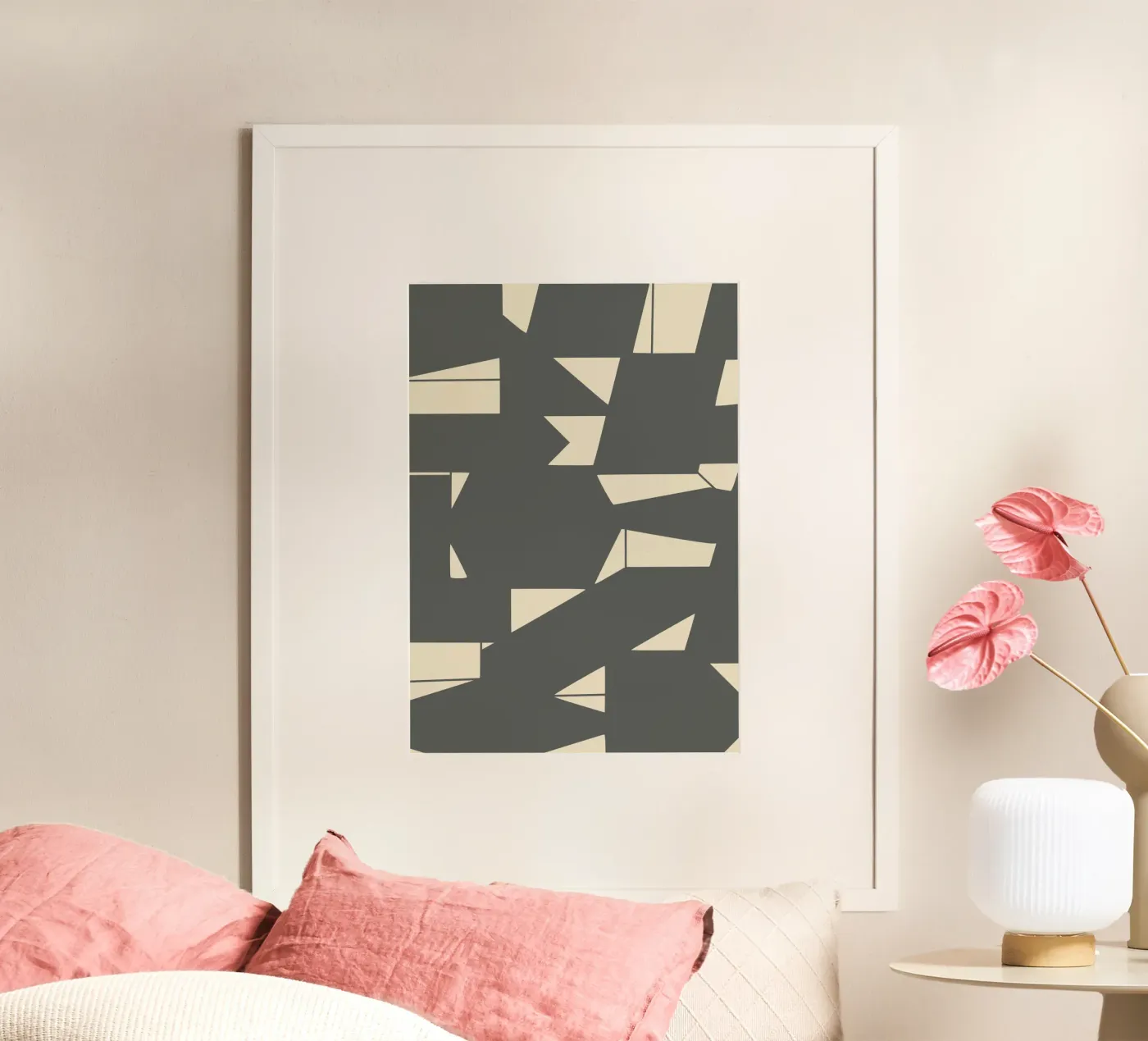 Grey and geometric poster van Little Dean