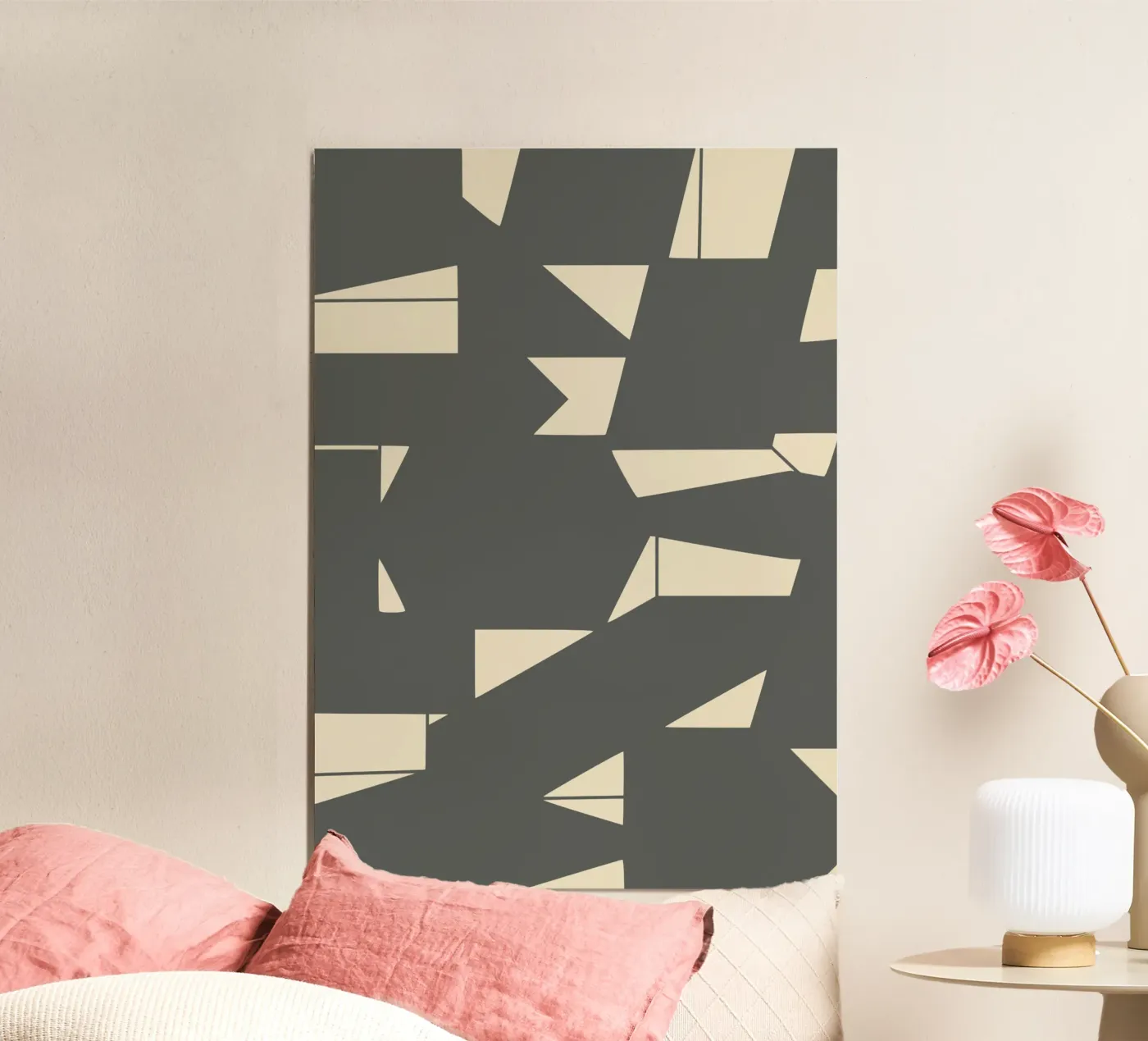 Grey and geometric poster van Little Dean