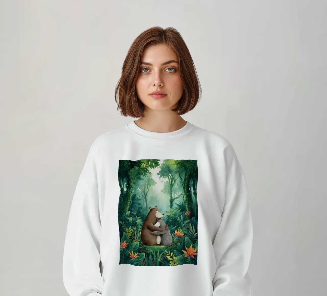 Mutter Bär Umarmung in Wild Wonderland Sweatshirt von Doodle Dreams Art