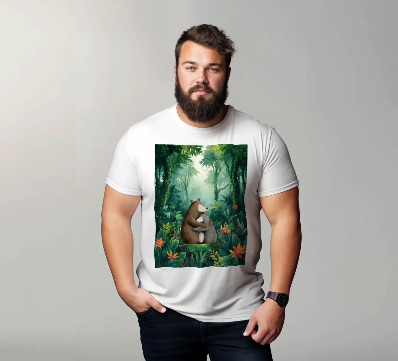 Mutter Bär Umarmung in Wild Wonderland T-Shirt von Doodle Dreams Art
