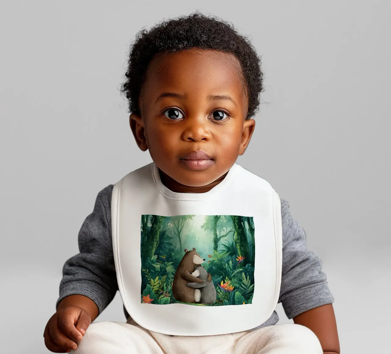 Mutter Bär Umarmung in Wild Wonderland Babylätzchen von Doodle Dreams Art