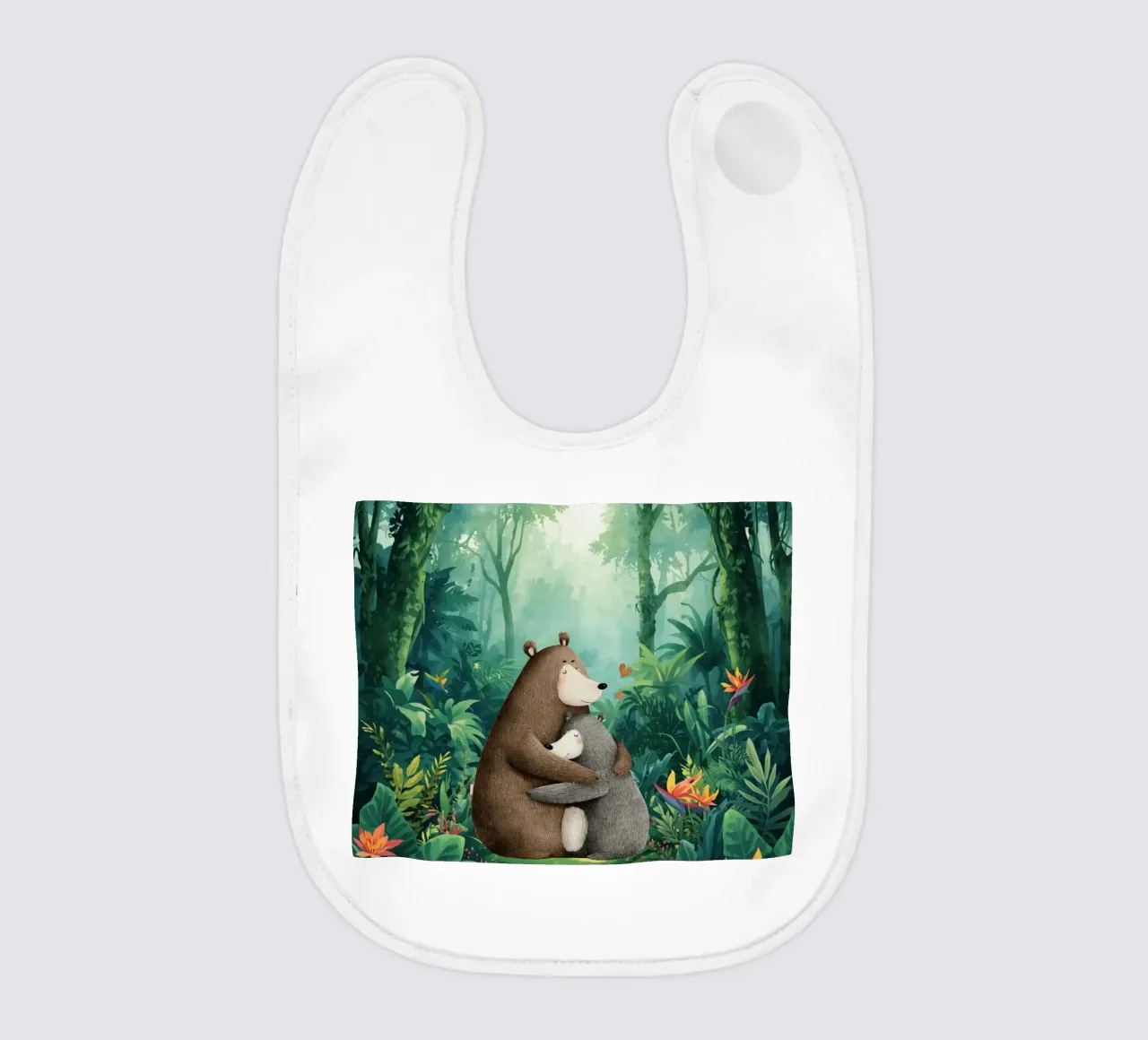 Mutter Bär Umarmung in Wild Wonderland Babylätzchen von Doodle Dreams Art