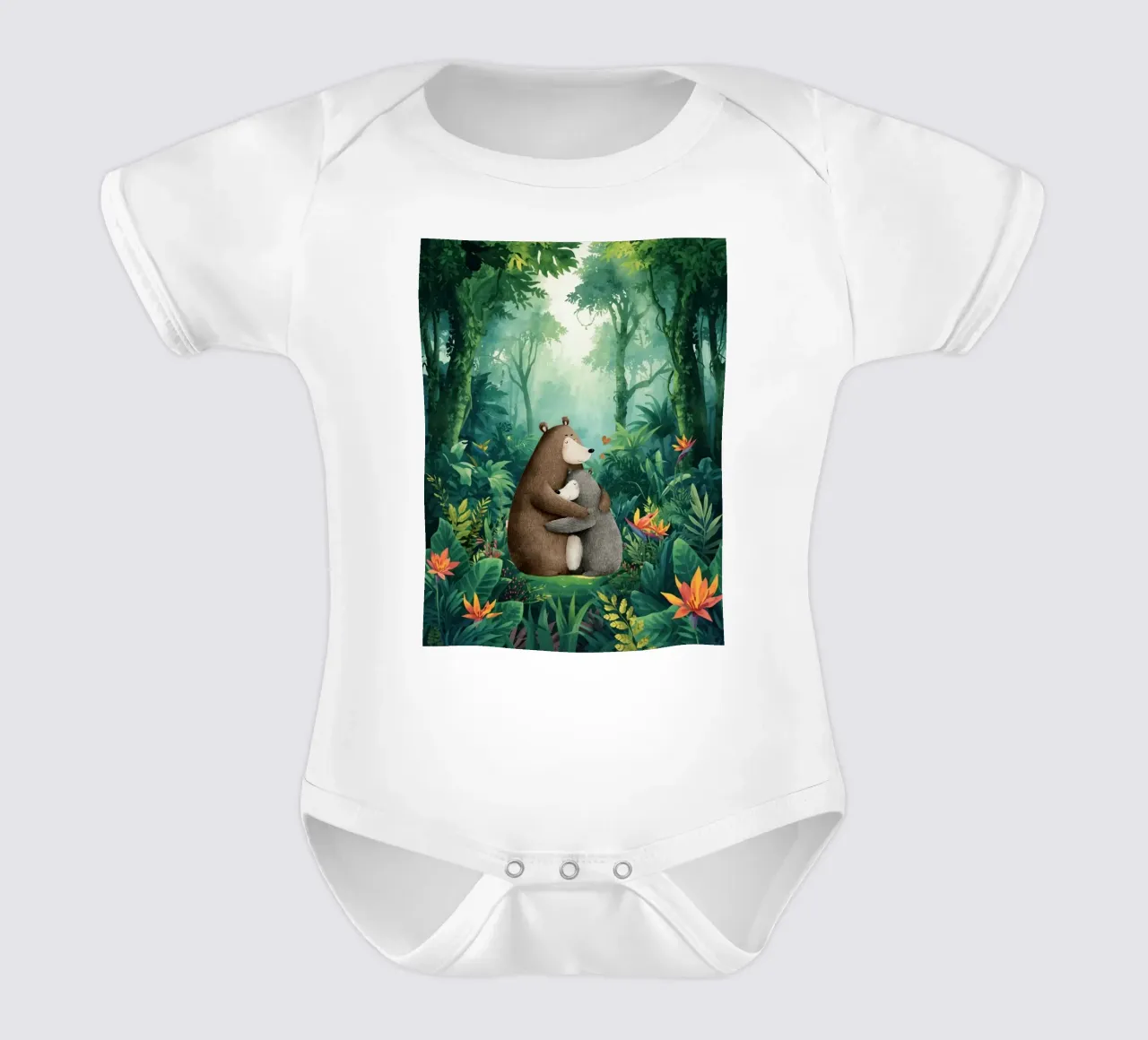 Mutter Bär Umarmung in Wild Wonderland Kurzarm Babybody von Doodle Dreams Art