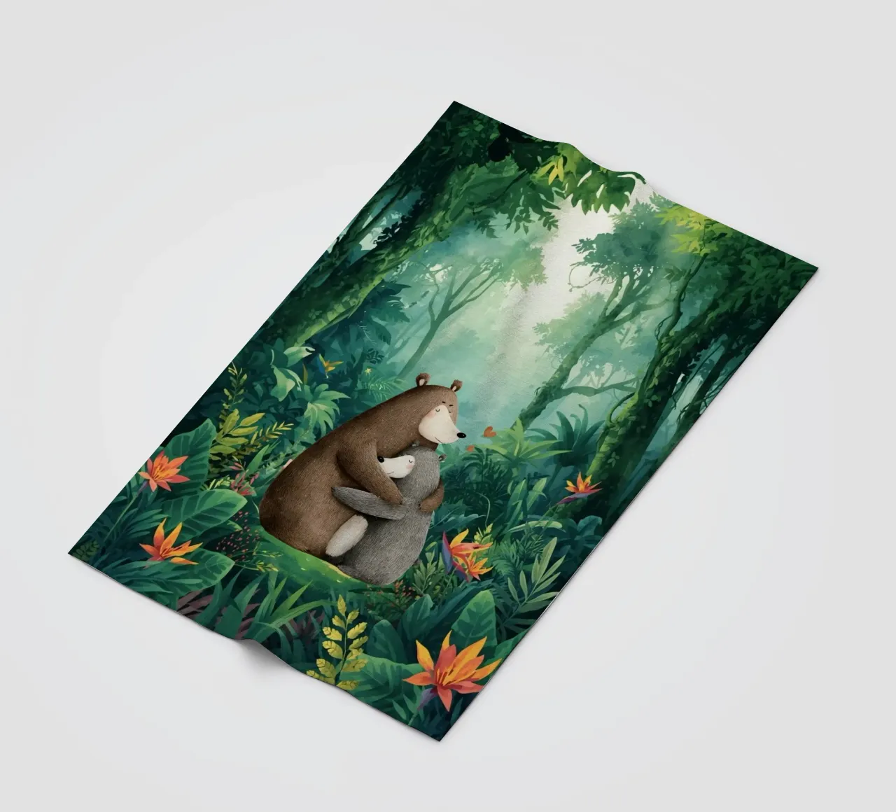Mutter Bär Umarmung in Wild Wonderland Fleecedecke von Doodle Dreams Art