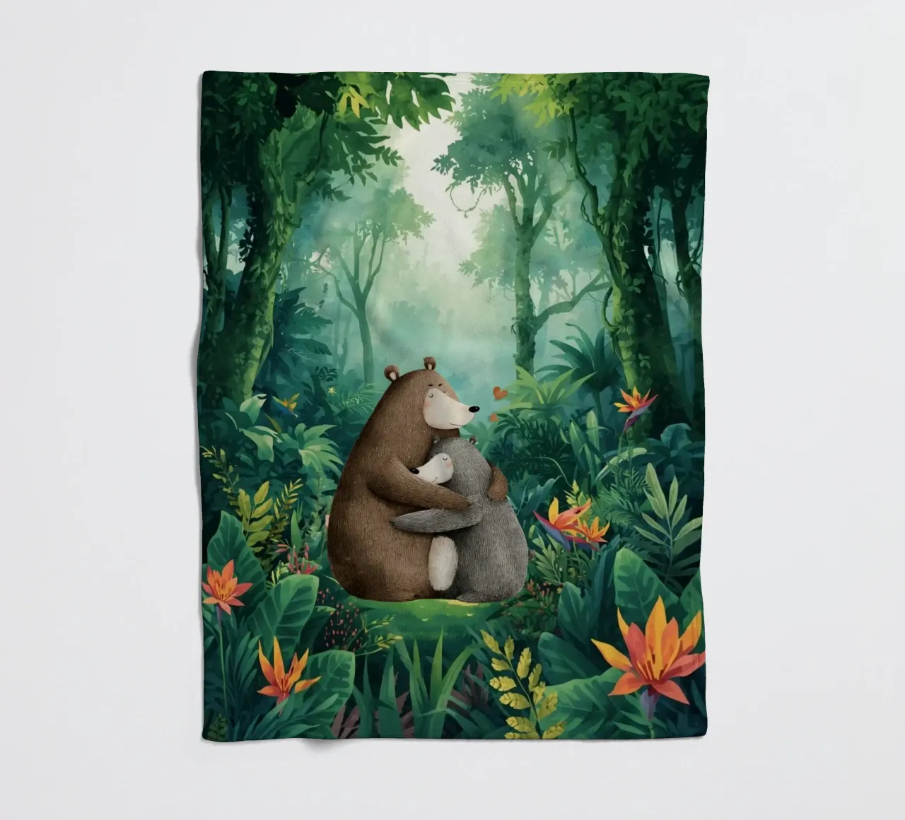 Mutter Bär Umarmung in Wild Wonderland Fleecedecke von Doodle Dreams Art