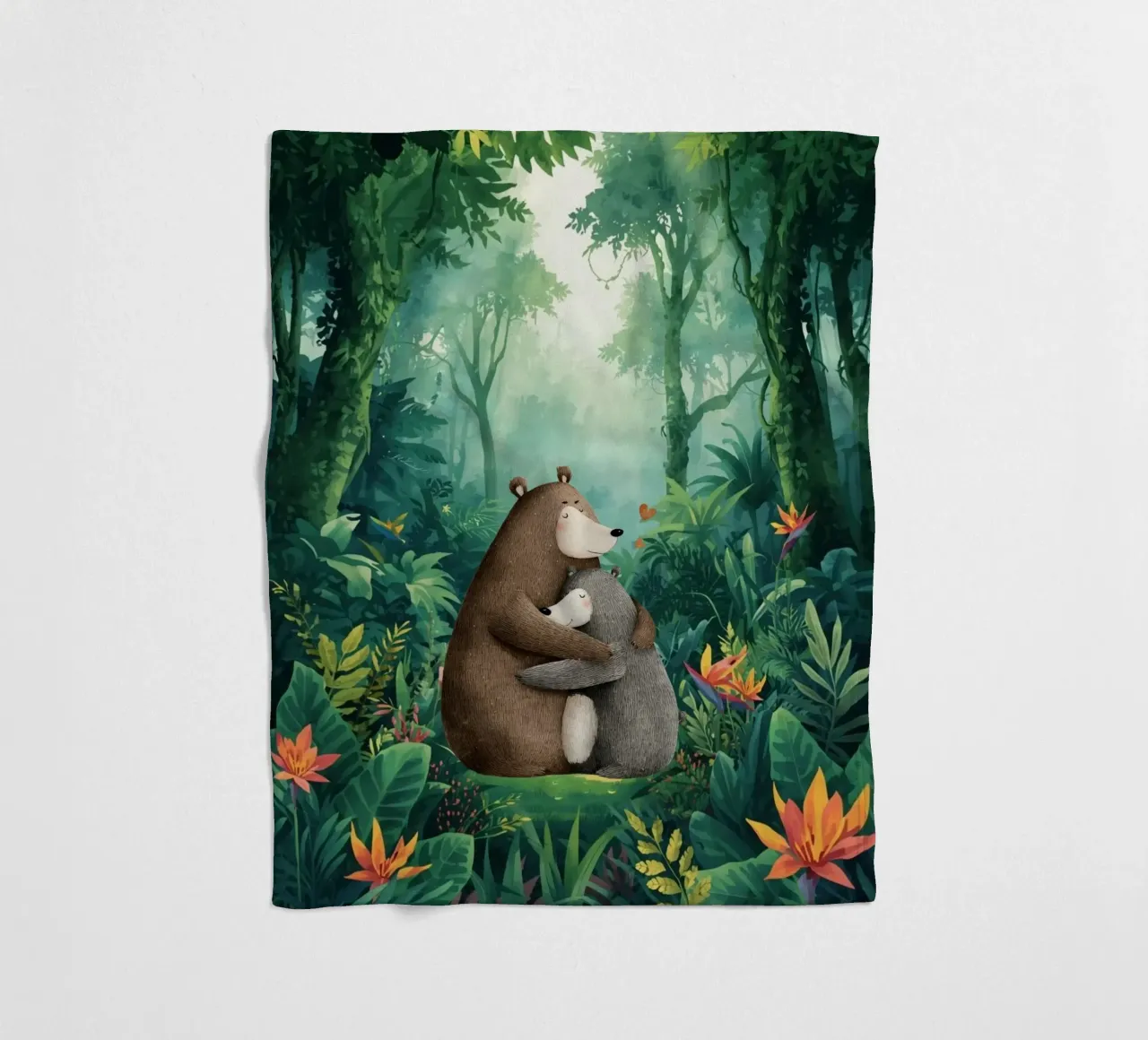 Mutter Bär Umarmung in Wild Wonderland Fleecedecke von Doodle Dreams Art