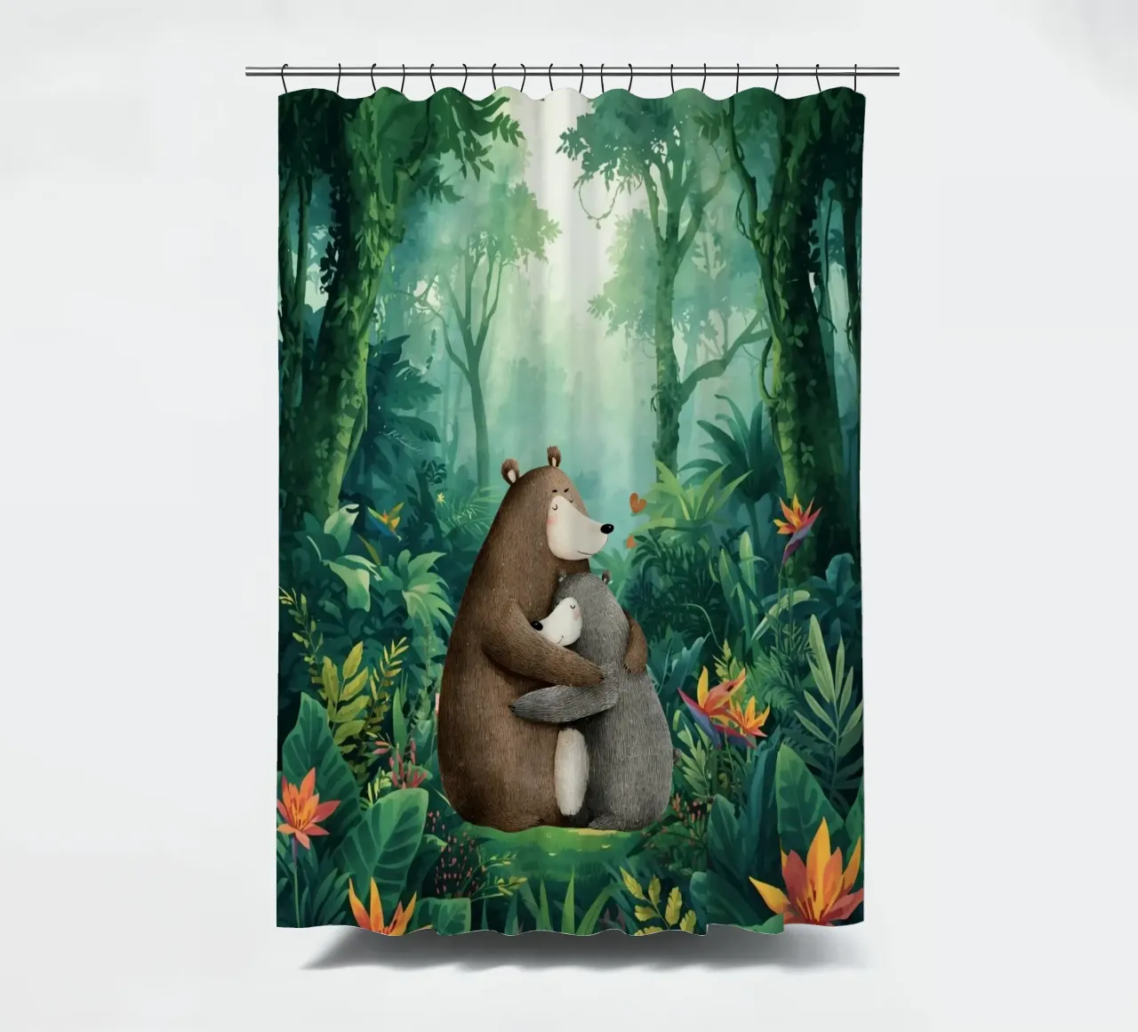 Mutter Bär Umarmung in Wild Wonderland Duschvorhang von Doodle Dreams Art
