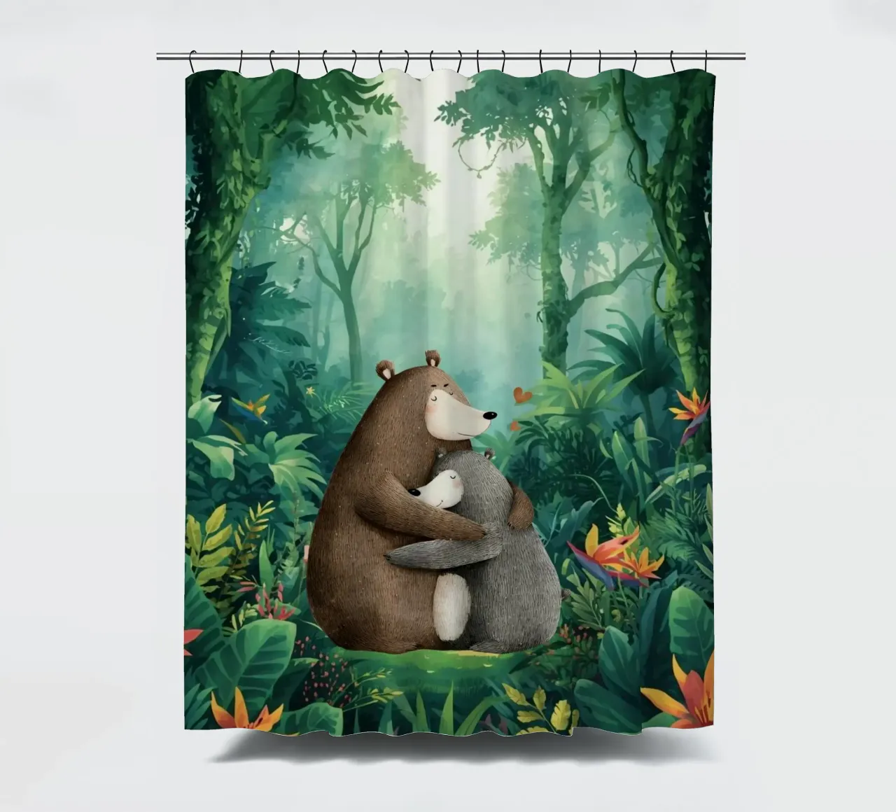 Mutter Bär Umarmung in Wild Wonderland Duschvorhang von Doodle Dreams Art