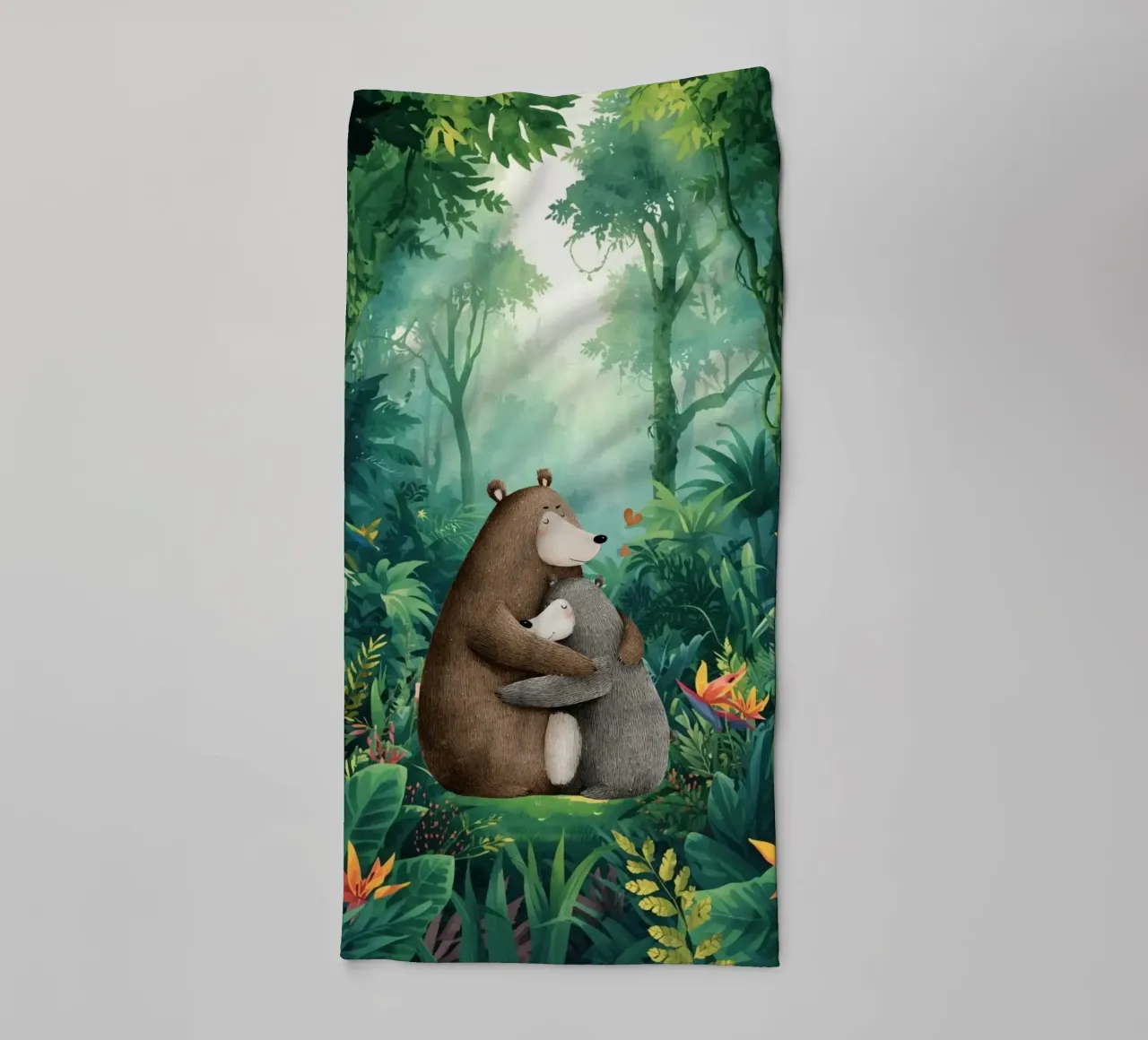 Mutter Bär Umarmung in Wild Wonderland Handtuch von Doodle Dreams Art