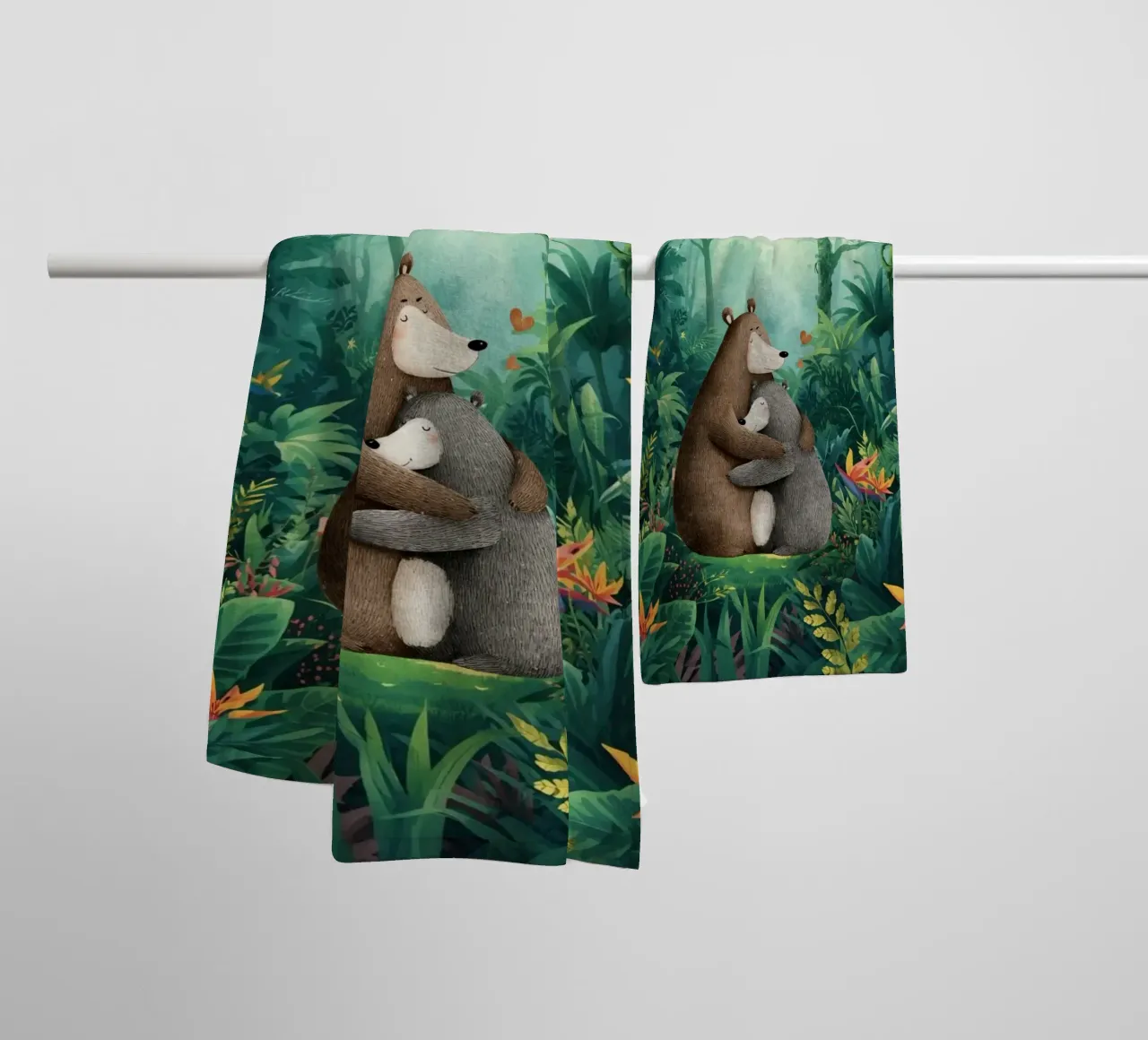 Mutter Bär Umarmung in Wild Wonderland Handtuch von Doodle Dreams Art