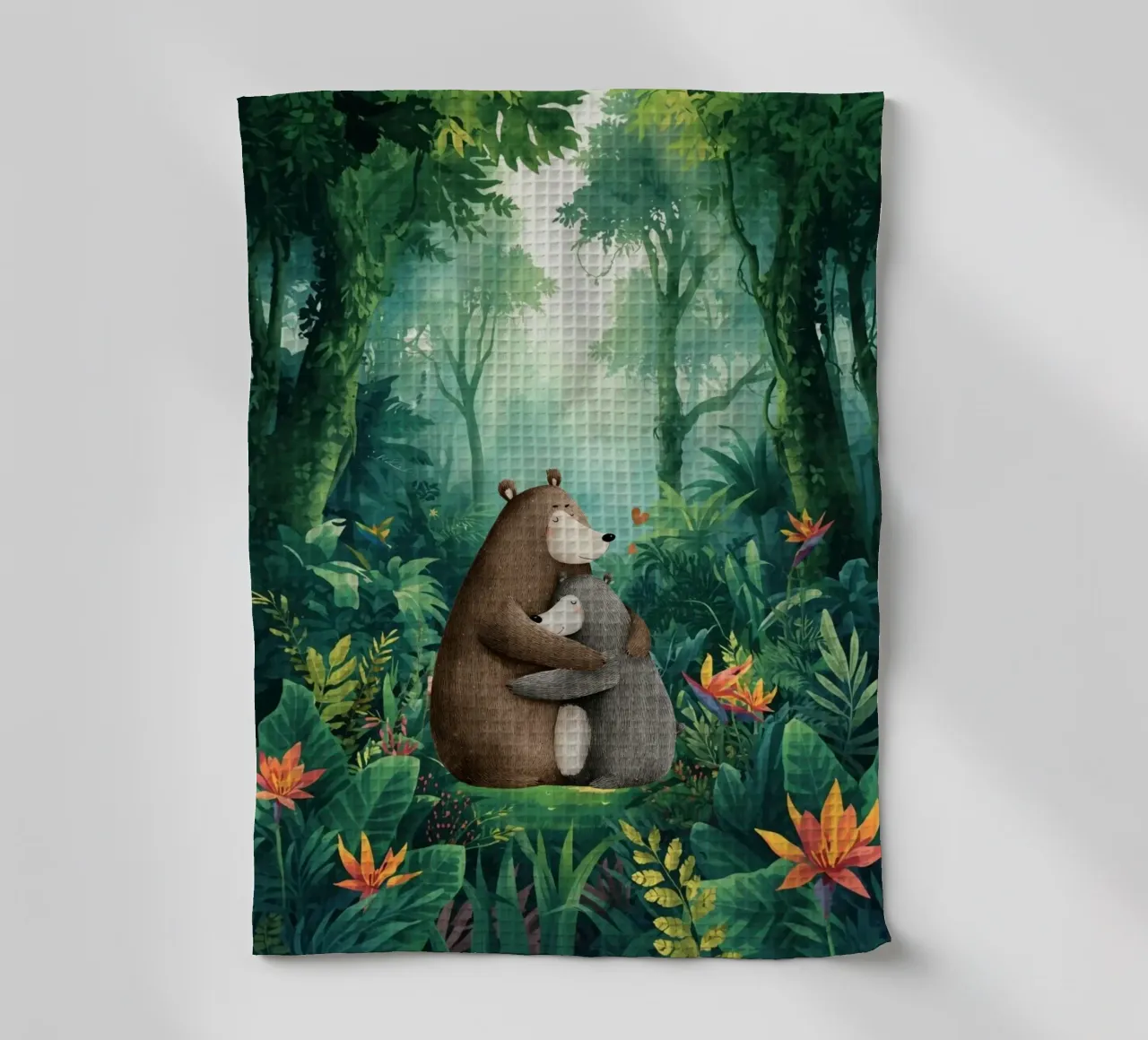 Mutter Bär Umarmung in Wild Wonderland Geschirrtuch von Doodle Dreams Art