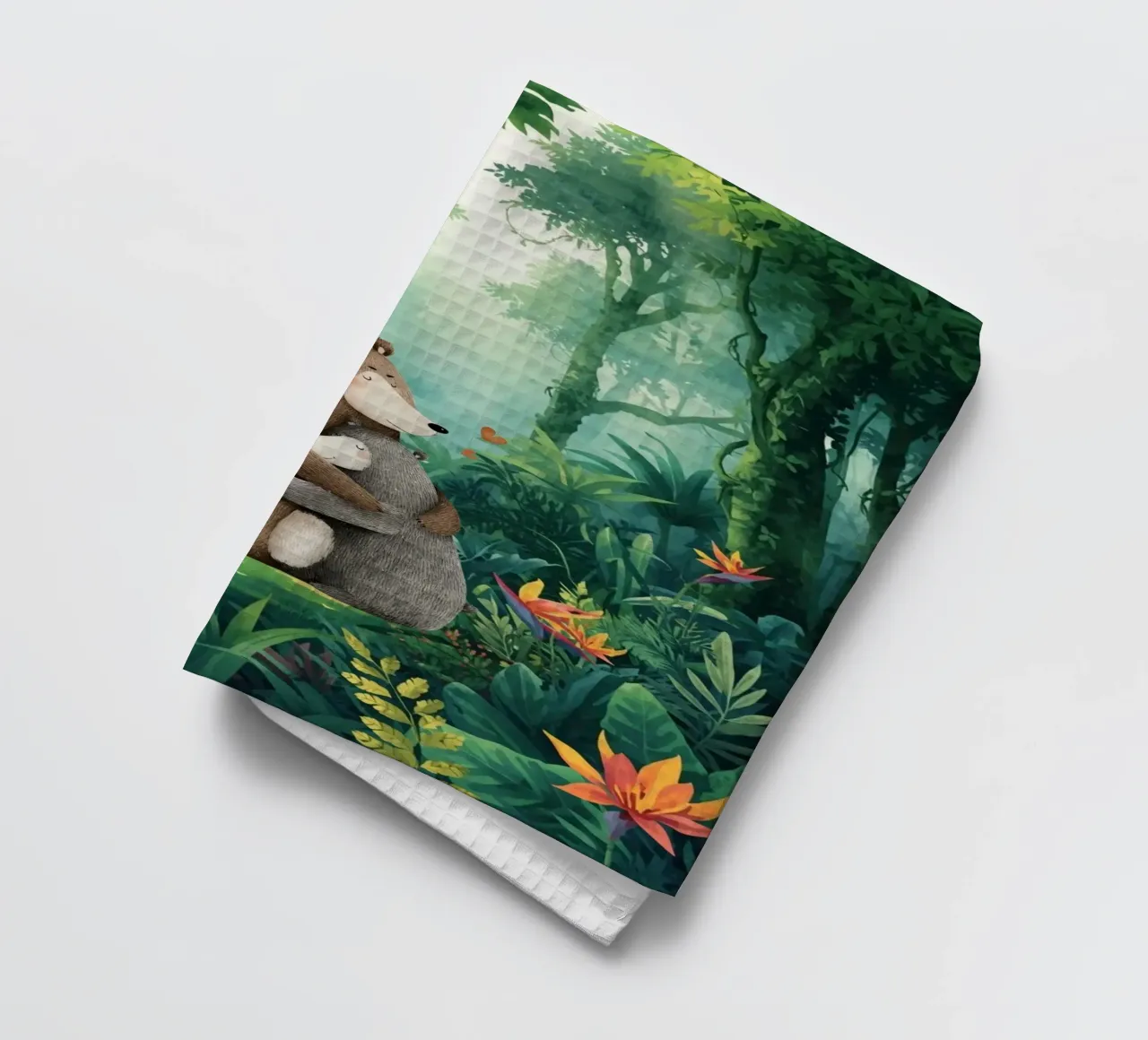 Mutter Bär Umarmung in Wild Wonderland Geschirrtuch von Doodle Dreams Art
