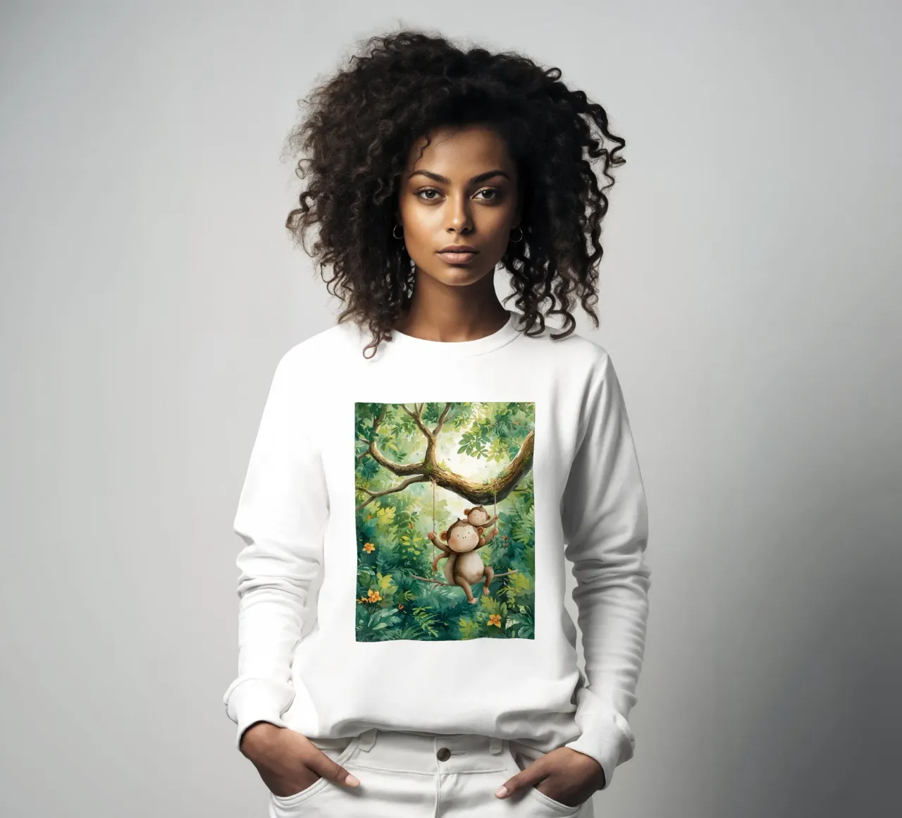 Amici di scimmia che giocano nella foresta pluviale felpa da Doodle Dreams Art